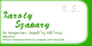 karoly szapary business card